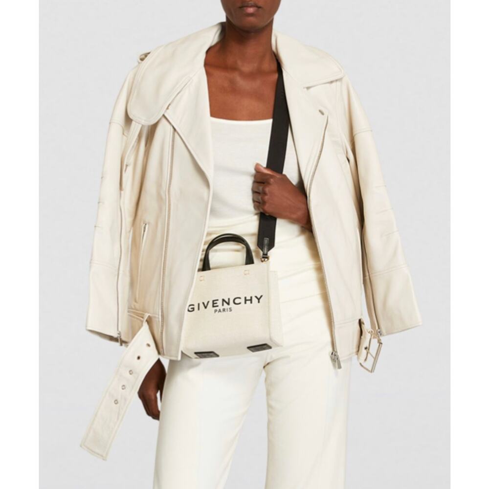 BY MALENE BIRGER Beatrisse‎ Leather Moto Jacket In Whisper White 36